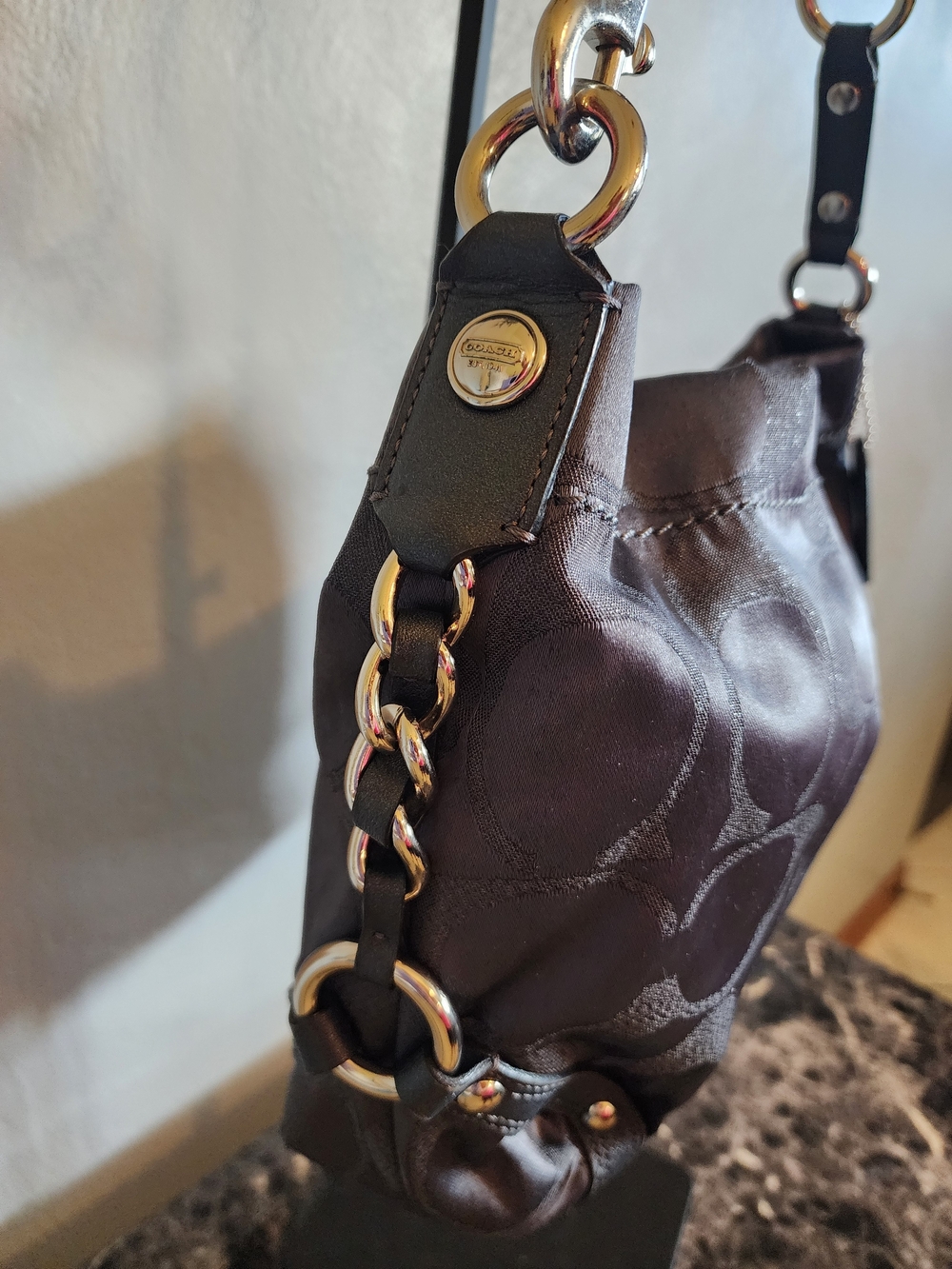 Coach Carly In Shimmering Gray With Silver Hardware - Picture 4 of 14